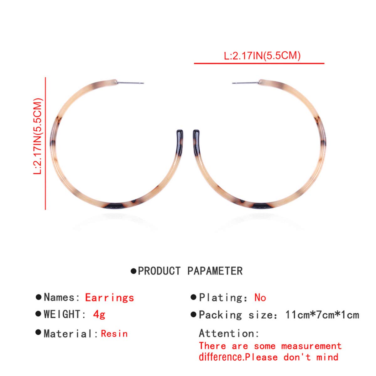 DoubleNine Hoop Round Earrings Open Circle Acrylic Geometric Dangle Bohemian for Women Girls Gift for Her (light) Beauty & Personal Care Doubnine