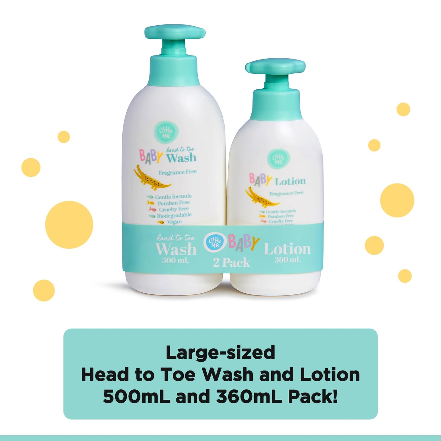 Little Me 2 Pack Set Baby Fragrance Free Head to Toe 500ml 3-In-1 Wash & 360ml Baby Lotion Beauty & Personal Care Little Me