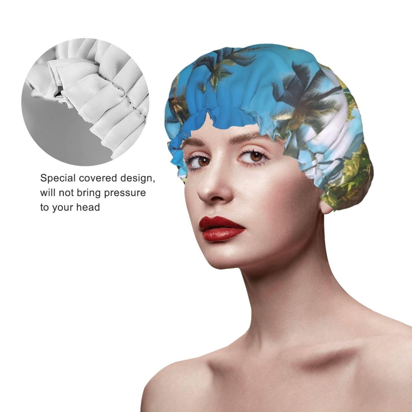 Surf's up Surfboard Shower Cap for Women Men Large Reusable Shower Bonnet Double-Layer Waterproof Bath Caps Elastic Band Hair Hat for All Hairstyles Beauty and Personal Care BWLHJKE