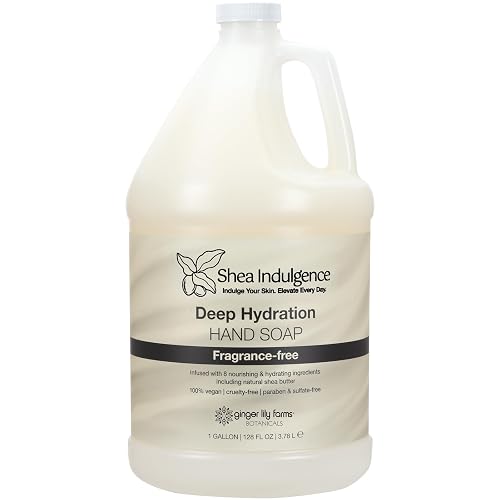 Ginger Lily Farms Botanicals Shea Indulgence Deep Hydration Liquid Hand Soap Refill, 100% Vegan & Cruelty-Free, Fragrance-Free, 1 Gallon (128 fl oz) Beauty & Personal Care Ginger Lily Farms