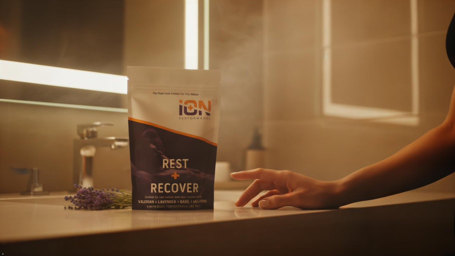iON Rest + Recover Bath Soak w/Lavender + Melatonin - Rest and Recover with Valerian Root, Frankincense, Magnesium 16 Oz - Crafted for Athletes Beauty and Personal Care iON Performance