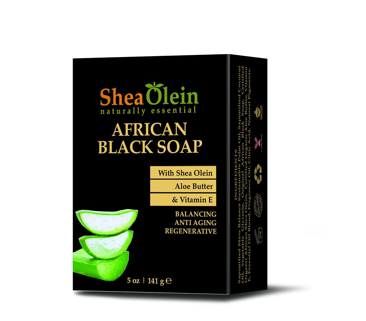 African Black Soap with Shea Olein, Aloe Butter and Vitamin E Beauty & Personal Care SheaOlein Naturally Essential