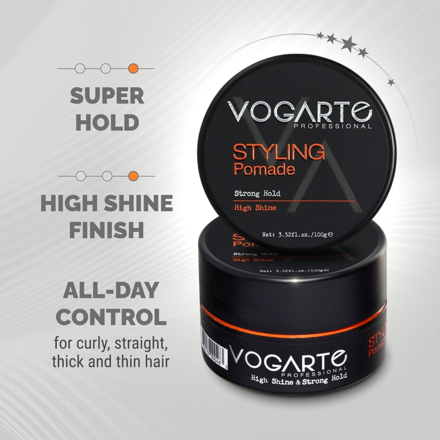 Vogarte Hair Styling Pomade for Men, Strong Hold with Medium Shine, Water-Based Hair Wax, Classic Gentleman Grooming Product, Flexible All-Day Hold Beauty & Personal Care Vogarte