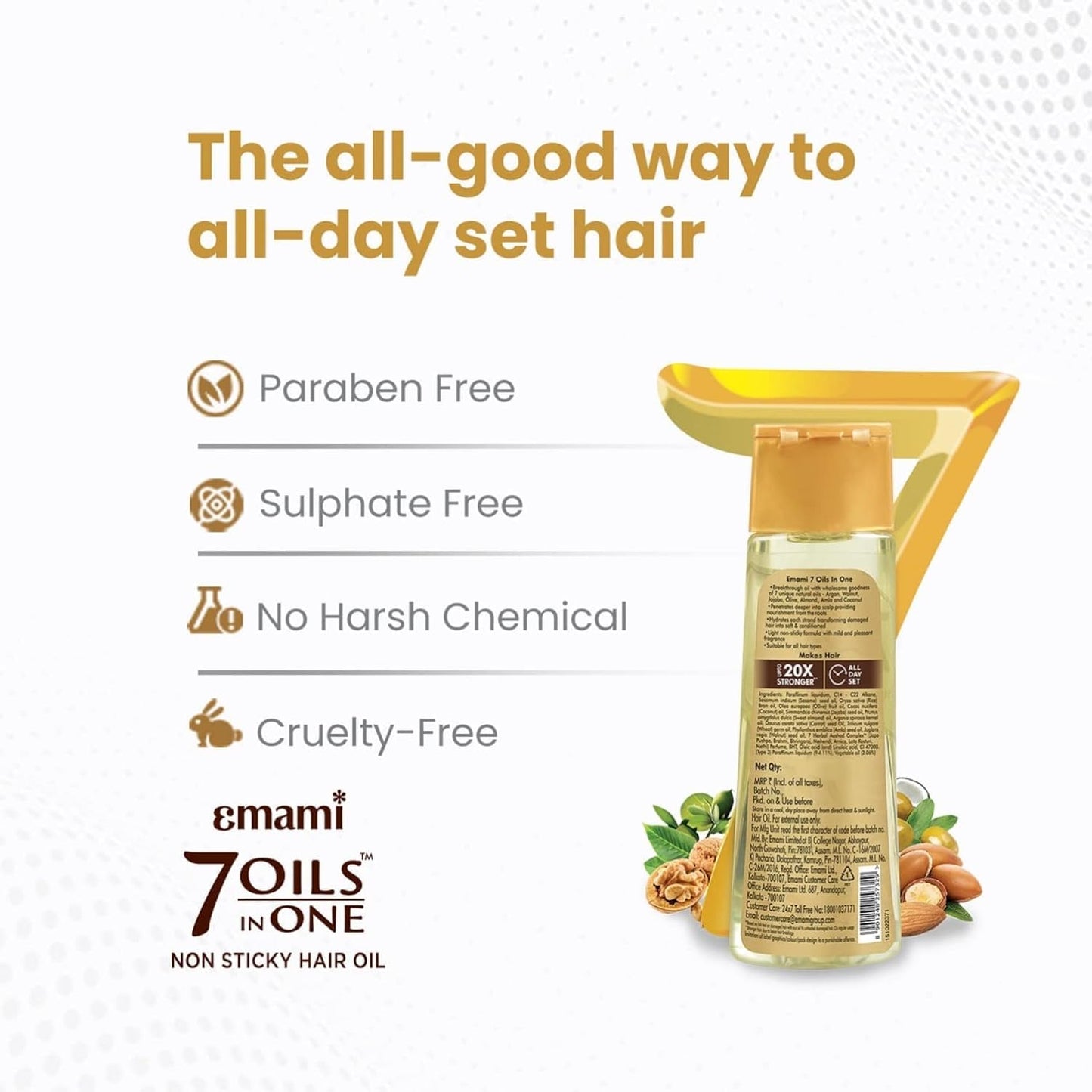Emami 7-in-1 Hair Oil | with Natural Ayurvedic Herbs | Repairs Hair Damage | Nourishes Scalp | Fights Dandruff | Provides Strong & Healthy Hairs Beauty & Personal Care Emami