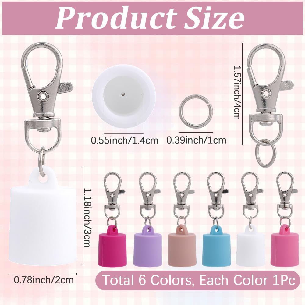 CRASPIRE 6 Colors Lip Balm Keychains Silicone Cap Lip Gloss Key Chain Portable Holder Durable Practical Accessory Replacement Secure Clip for Bags Beauty and Personal Care CRASPIRE