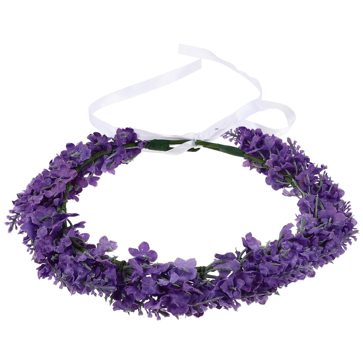Lurrose Floral Headband Lavender Flower Crown Simulated Garland Hairband Cloth Hair Accessory for Women Girls Wedding Beach Vacation Party Birthday