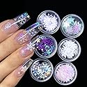 Valuu Christmas Snowflakes Ultrathin Nail Sequins Laser Sparkly Nail Glitter Flake Winter DIY Nail Decals Nail Decoration Beauty & Personal Care Valuu