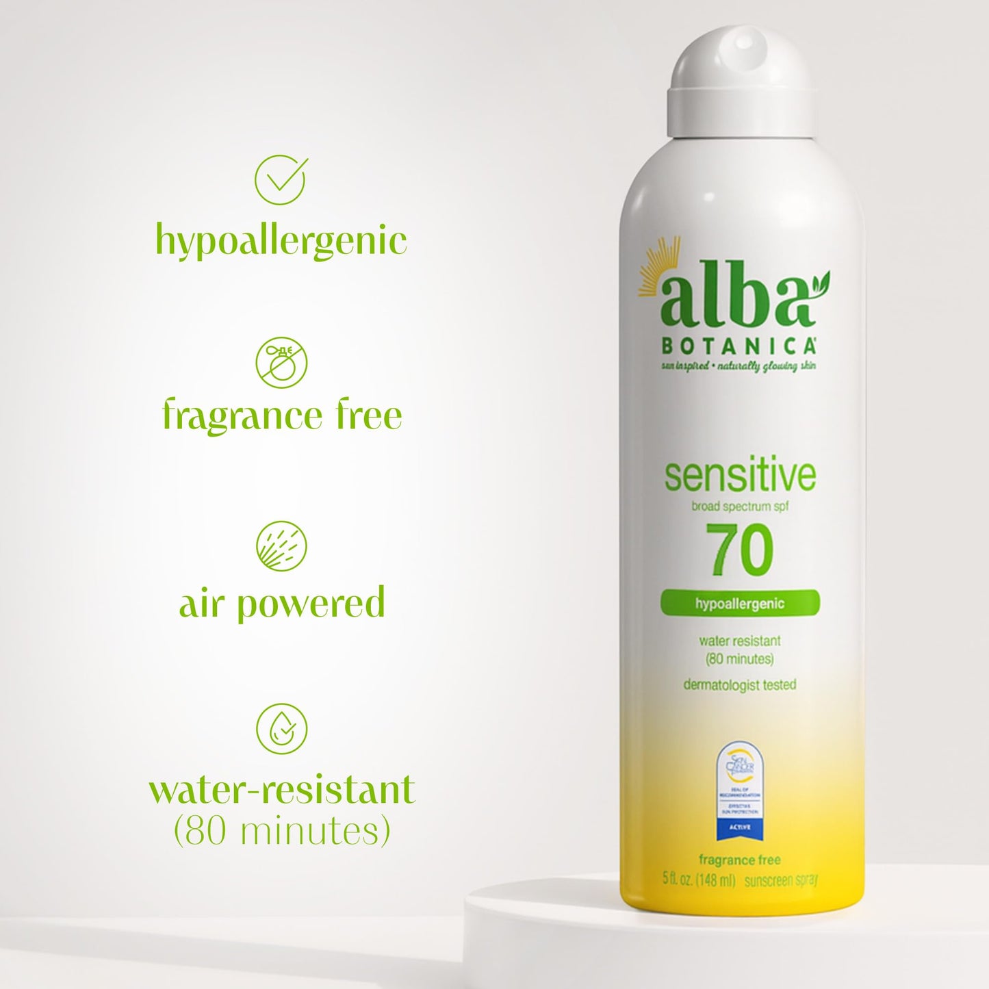 Alba Botanica Sensitive Sunscreen Spray SPF 70, 5 Oz Beauty & Personal Care Alba Botanica