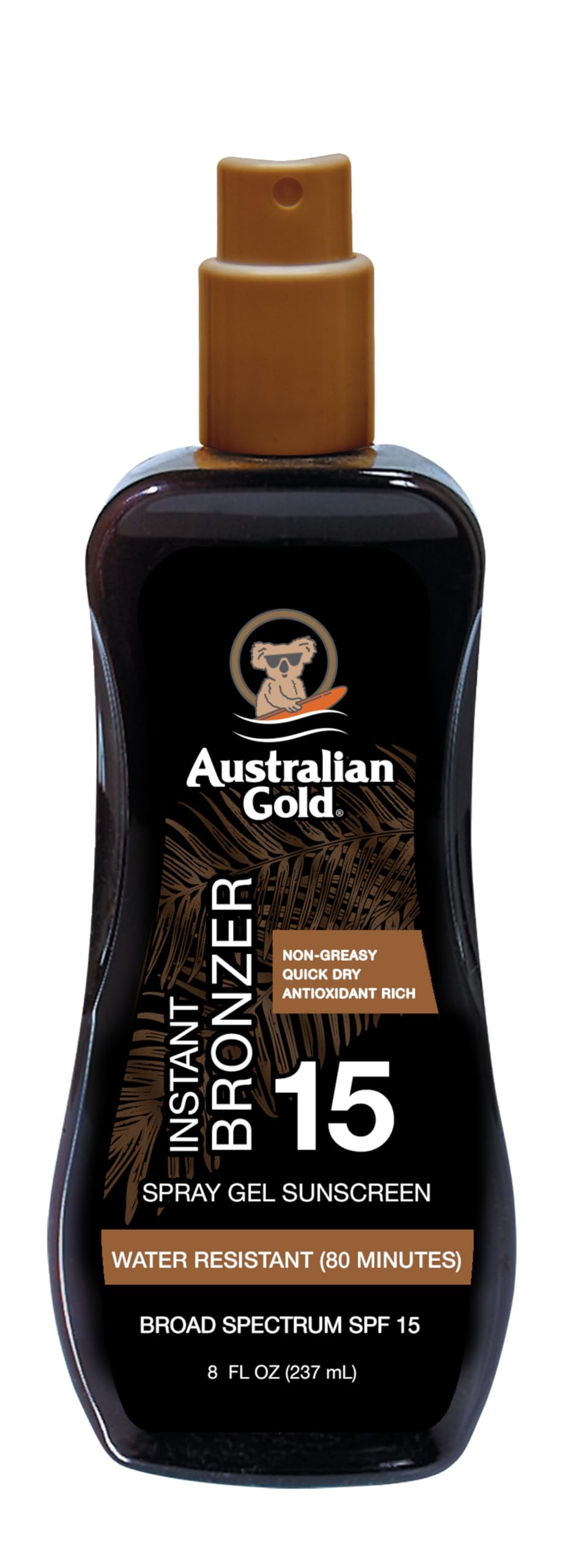 Australian Gold Spray Gel Sunscreen with Instant Bronzer SPF 15, 8 Ounce | Moisturize & Hydrate Skin | Broad Spectrum | Water Resistant | Non-Greasy Beauty & Personal Care Australian Gold