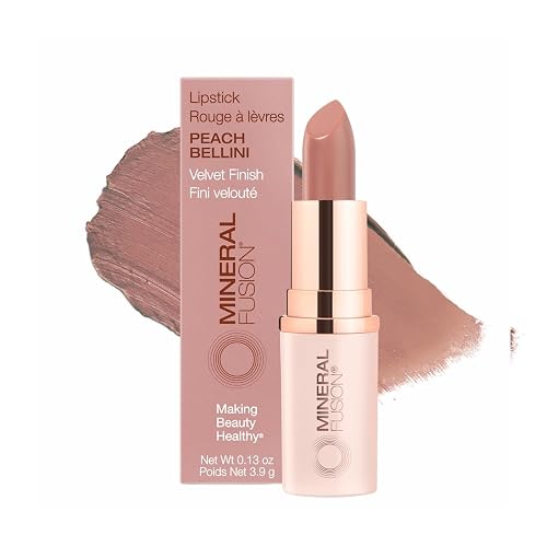 Mineral Fusion Long-Lasting Lipstick, Vivid & Smudge-Free Lip Color with Avocado Oil, Cocoa Seed Butter, Free of FD&C Dyes, Paraben and Gluten, Peach Beauty & Personal Care Mineral Fusion