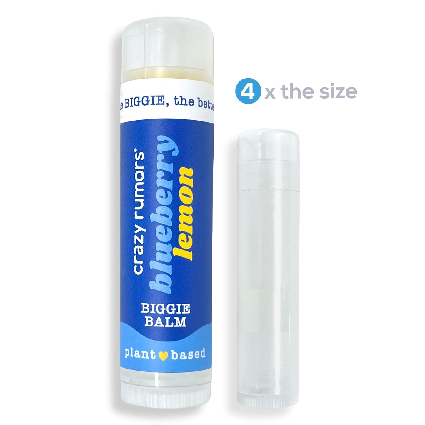 Crazy Rumors Biggie Blueberry Lemon Flavored All Natural, Plant Based Lip Balm to Moisturize and Nourish your Lips - Blueberry Lemon tube 0.6 oz (4x Beauty and Personal Care Crazy Rumors