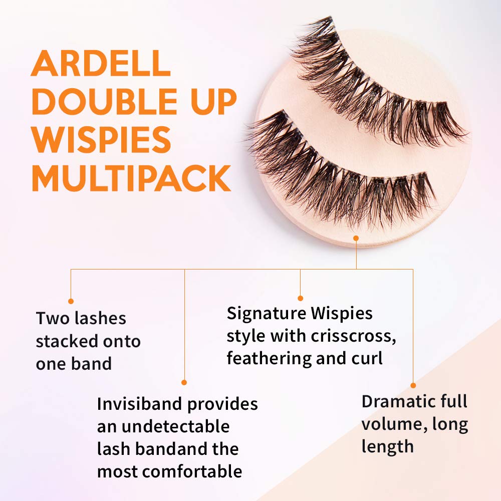 Ardell Double Up Wispies False Eyelashes, Dramatic Full Volume Wispy Lashes, Reusable and Easy to Apply, Black, 4 Pairs Beauty & Personal Care Ardell