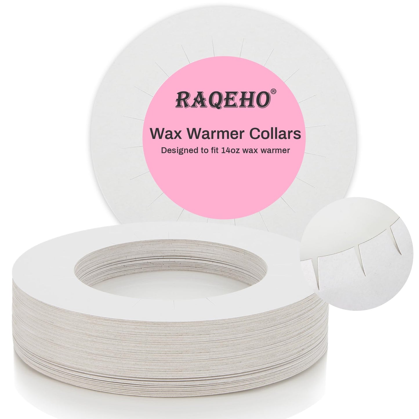 RAQEHO Wax Collars for Wax Pot - 50PCS Disposable Coated Paper Protective Clean Collar for 14oz Wax Warmer Melting Pot for Hair Removal Women Wax Bath Beauty and Personal Care RAQEHO