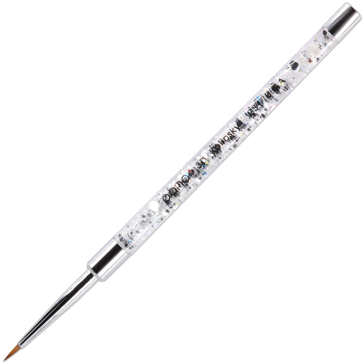 PANA 3D Kolinsky Nail Art Brush - Silver Glitter Handle, Size 2 - Acrylic Nail Art Sculpture Brush for Manicures Pedicure Salon Professional or