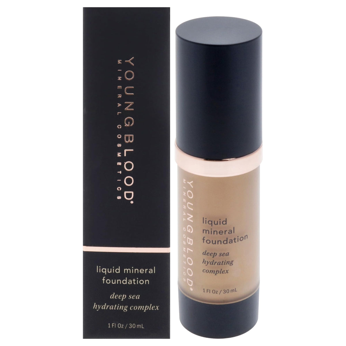 Youngblood Mineral Cosmetics Liquid Mineral Foundation, Golden Sun (Old Version) | Full Coverage Mineral Lightweight Makeup | Vegan, Cruelty Free,