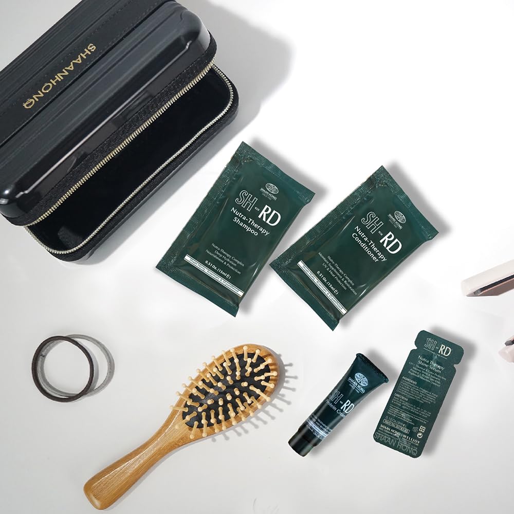 SH-RD Hair Essential Kit for Travel & Trial | Nutra-Therapy Shampoo, Conditioner, Shine Serum, Protein Cream | Daily Hair Care Routine Set in Hotel Beauty & Personal Care SH-RD