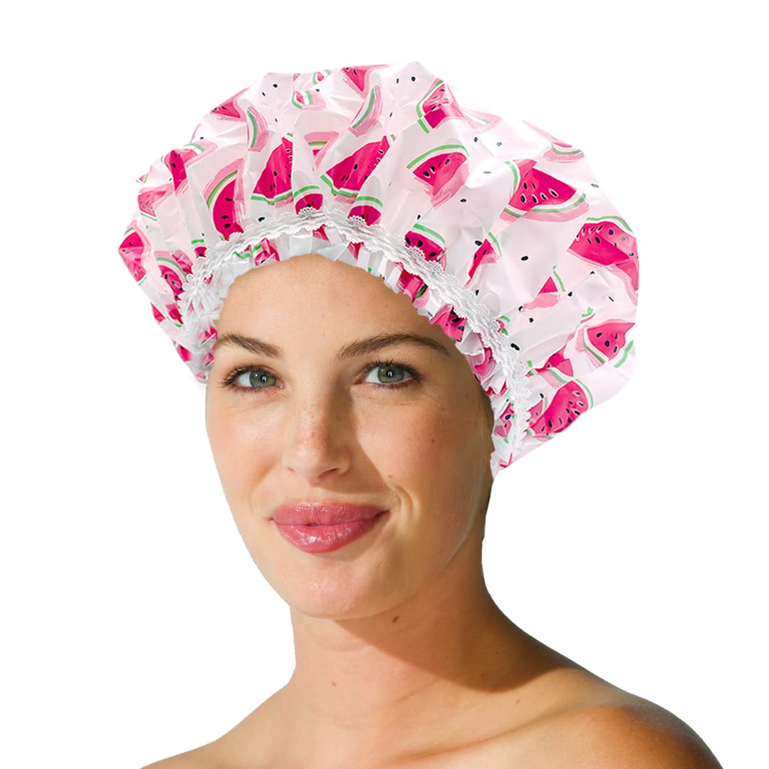 Reusable Vinyl Shower Cap & Bath Cap, Frosted PEVA Elastic Stretch Hem. Multi-Use Waterproof Stretchy Hair Cap for all Hair Lengths - One In A Melon Beauty & Personal Care Betty Dain
