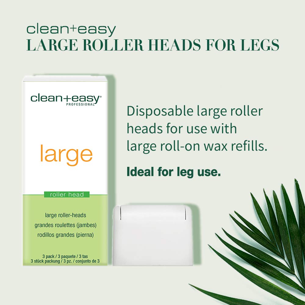 Clean + Easy Roller Heads for Waxing, Large - 2 Packs of 3 Roller Heads Each, Ideal for Legs, Arms, Back, Chest, Shoulders, and Thighs, Even Beauty and Personal Care Clean + Easy