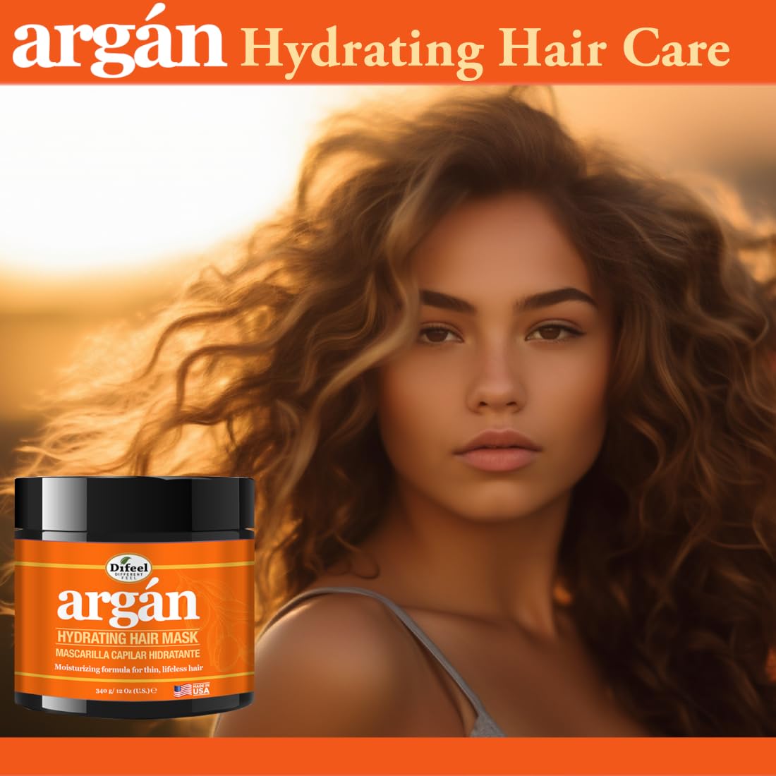 Difeel Argan Hydrating Hair Mask 12 oz. - Deep Hair Treatment for Dry Hair, Deep Hair Conditioner Treatment for Damaged Hair