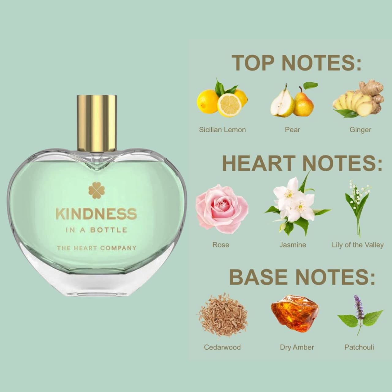 THE HEART COMPANY KINDNESS in a bottle | Fresh Perfume for women | Vegan Women's Eau de Parfum | Unisex Fragrance 75ml - 2.5 fl oz. Beauty & Personal Care THE HEART COMPANY