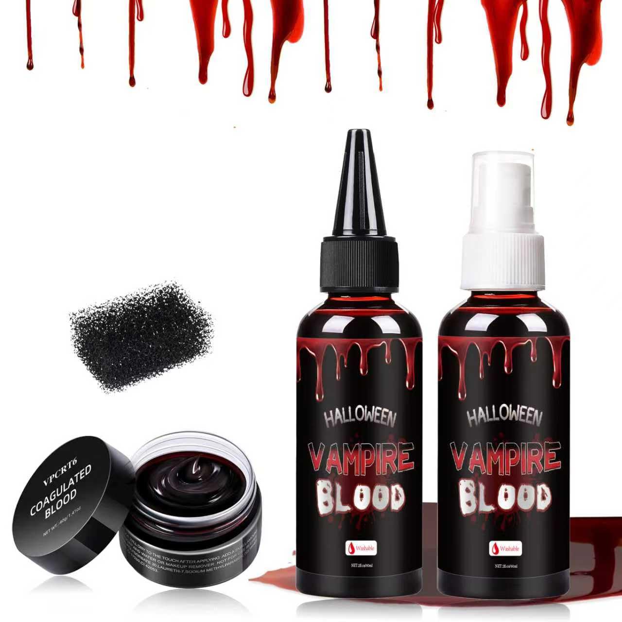Halloween Fake Blood Kit, Washable Realistic Fake Blood Spray + Fake Blood Gel Makeup for Costume, Perfect for Vampire Makeup, Clown & Sfx & Cosplay Beauty & Personal Care Js2U ZW