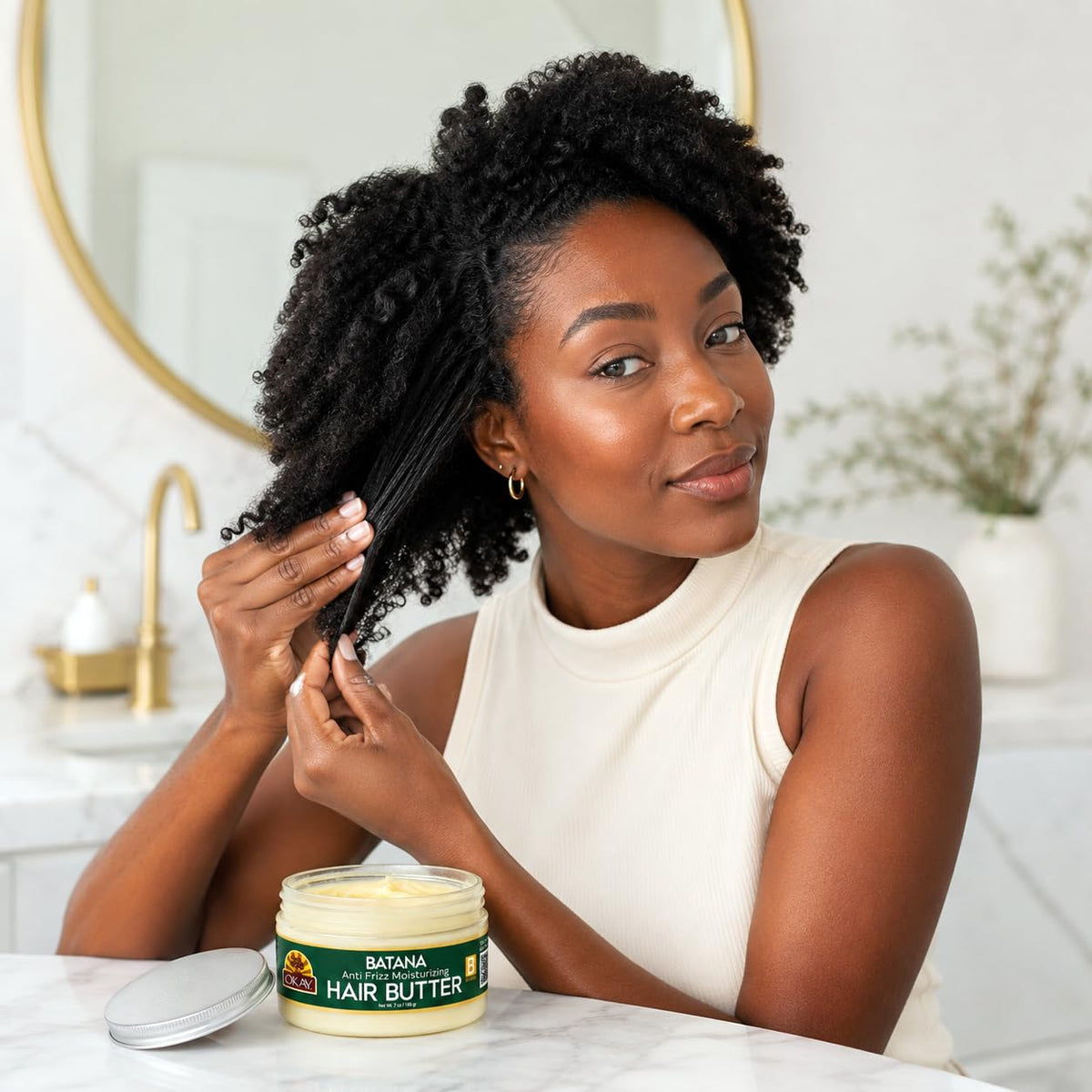 OKAY Batana Hair Butter 7 oz - Deep Moisturizing Hair Cream with Batana Oil, Shea Butter & Coconut Oil, Frizz Control & Curl Defining Treatment for
