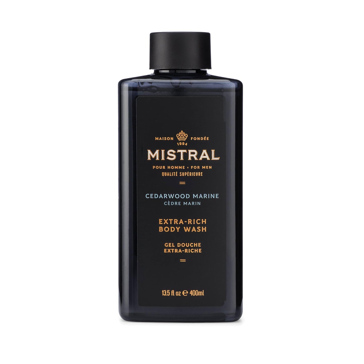 Mistral Men's Body Wash & Shampoo, Cedarwood Marine 13.5 oz | 2-in-1 Natural Shower Gel for Men | SLS, Paraben & Phthalate Free | Natural Men’s Body Beauty & Personal Care Mistral