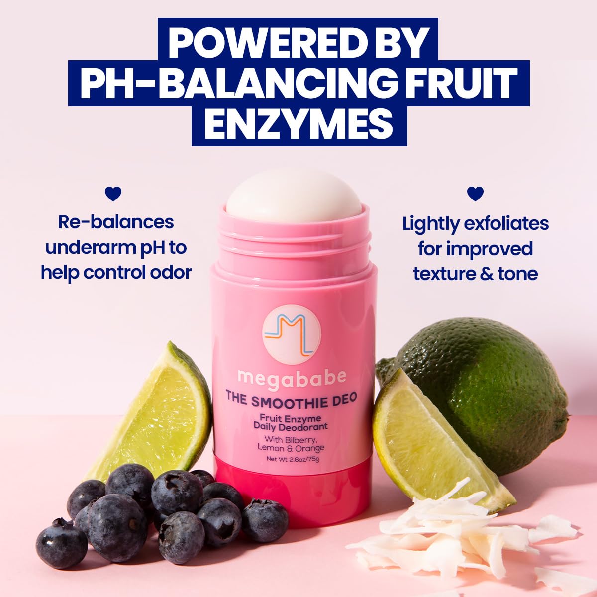 Megababe Daily Deodorant -The Smoothie Deo with 72 hour Odor Protection - Summer and Hot Weather Essential - Coconut & Fruit Enzymes - Aluminum-Free Beauty and Personal Care Megababe