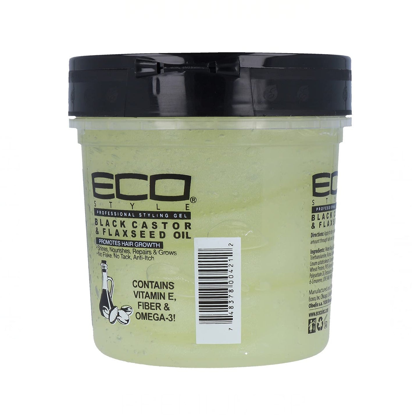 Ecoco Eco Style Gel - Black Castor Flaxseed Oil - Long Lasting Shine - Nourishes And Repairs Damaged Hair - Promotes Healthy Scalp - Provides Superior Beauty & Personal Care Eco Style