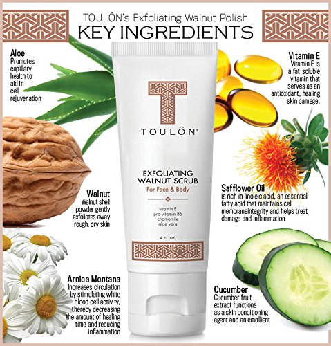 Exfoliating Scrub Set - Body Scrub Set - Skin Care Gift Set for Women & Men - Natural Spa Bath and Shower Kit with Exfoliating Walnut Body & Face Beauty & Personal Care TOULON