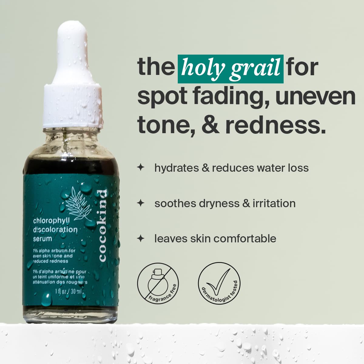Cocokind Chlorophyll Discoloration Serum, Sensitive Skin Friendly Spot Fading Serum to Target Spots, Uneven Tone, and Redness, 1 fl oz Beauty & Personal Care Cocokind