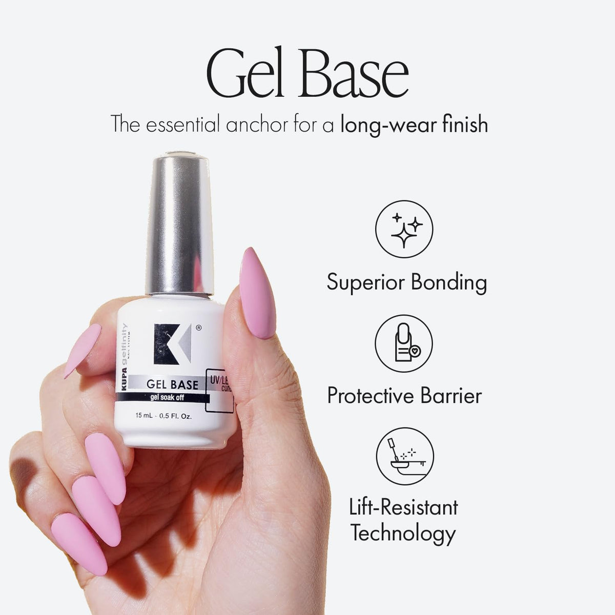 KUPA Gelfinity Base Coat & Glossy Top Coat Duo Set, No-Wipe, Long-Lasting Soak-Off Formula, Chip-Resistant, UV/LED Gel Polish, 0.5 Fl Oz (Pack of 2)