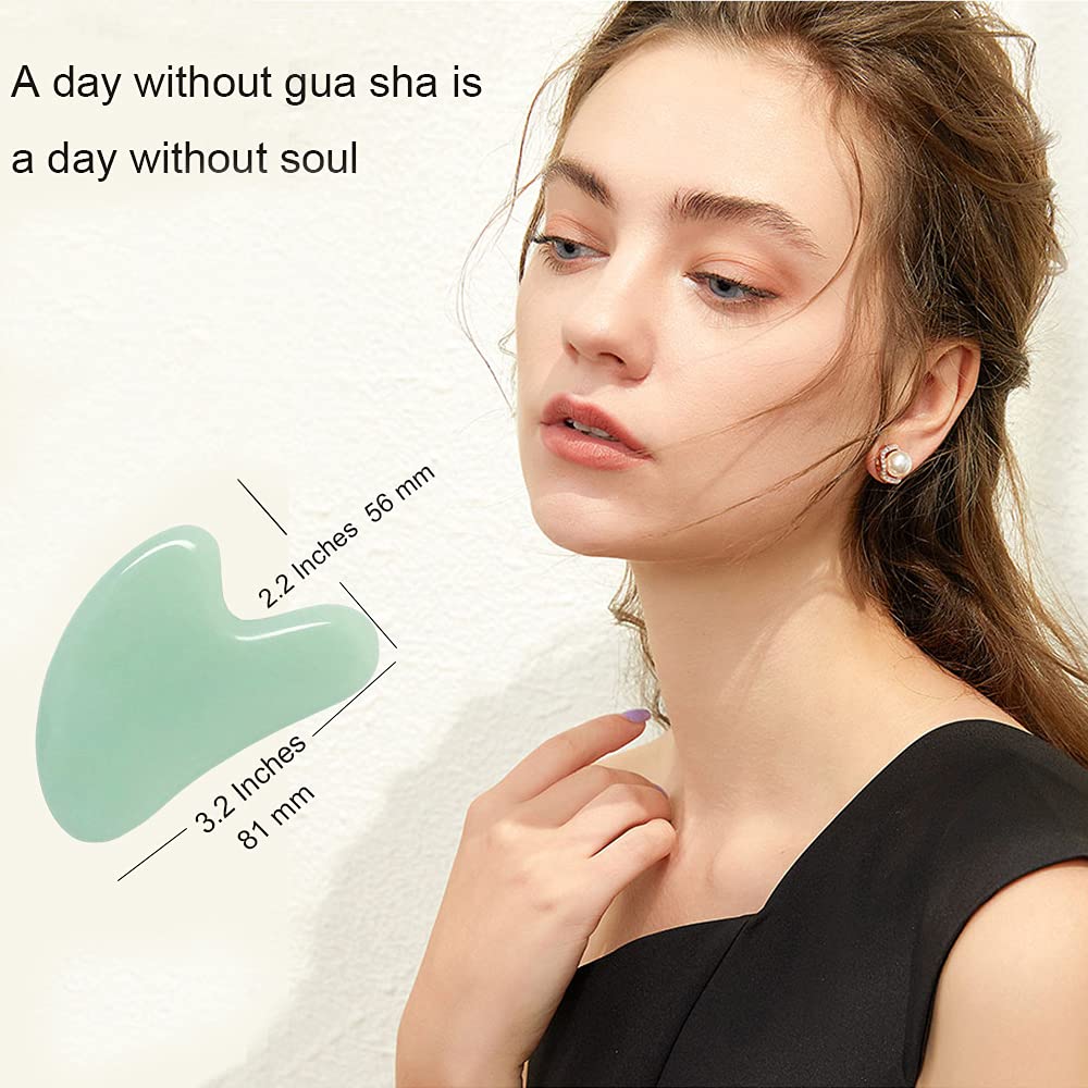 Ditind Gua Sha, Jade Stone Gua Sha Massage Tool, Guasha Tool for Face and Body Skin Massage. Gua Sha Set for Toxins Prevents Wrinkles for SPA Beauty and Personal Care Ditind