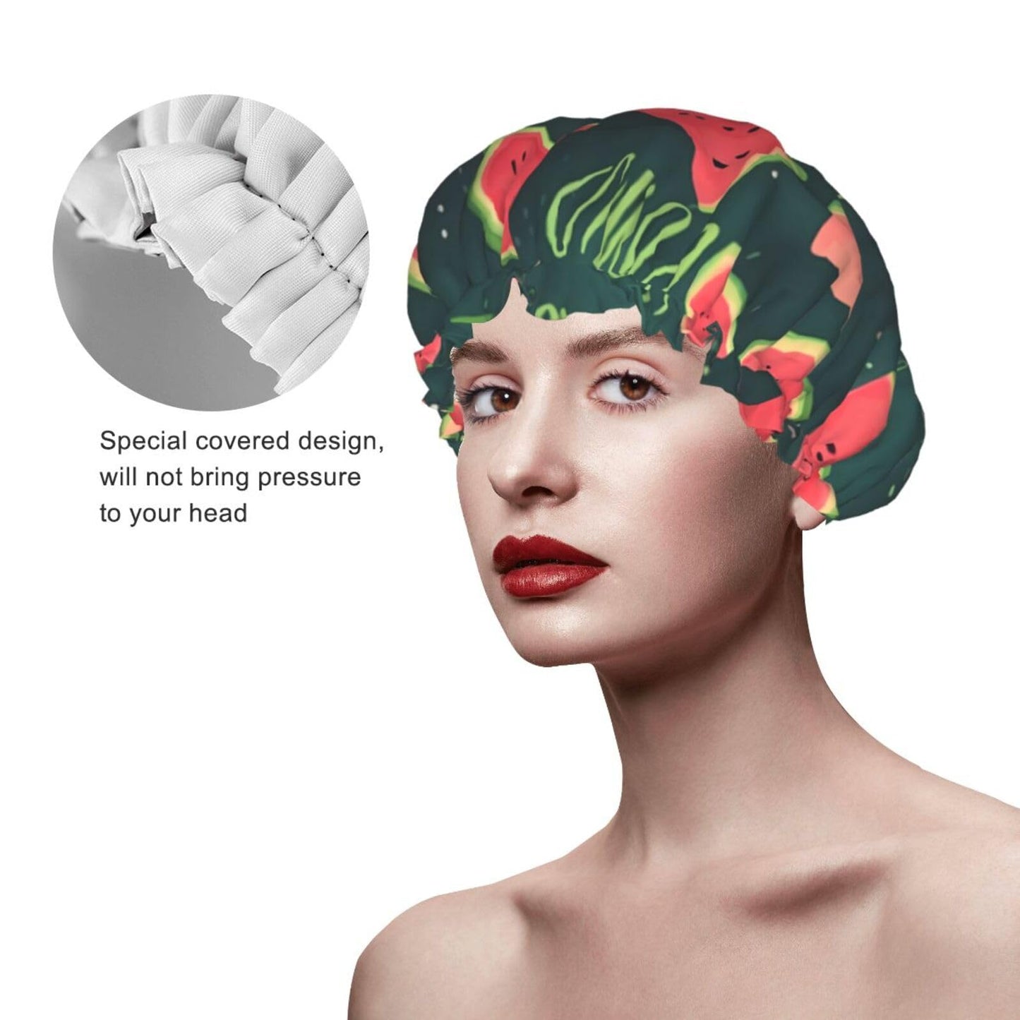 One in a Melon Shower Cap for Women Men Large Reusable Shower Bonnet Double-Layer Waterproof Bath Caps Elastic Band Hair Hat for All Hairstyles Beauty and Personal Care BWLHJKE