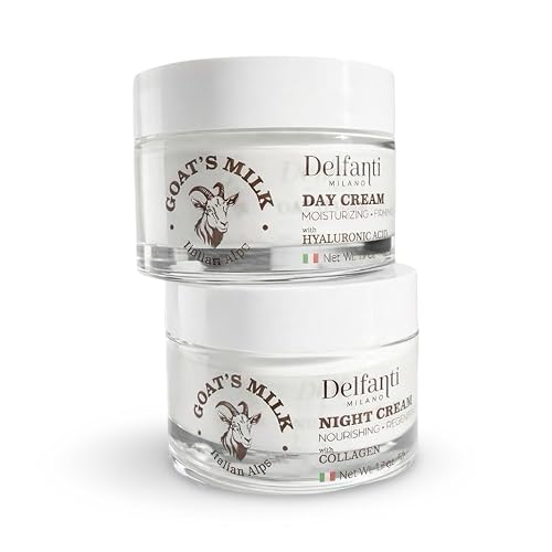 Delfanti-Milano • FULL SIZE DUO PACK • GOAT'S MILK with HYALURONIC ACID Day Cream and GOAT'S MILK with COLLAGEN Night Cream • Face and Neck Beauty & Personal Care Delfanti-Milano
