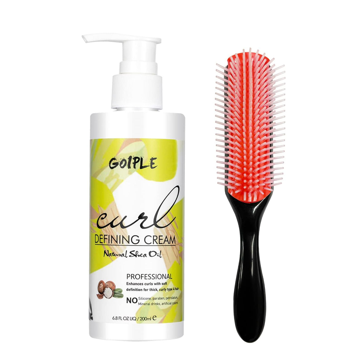 Curl Defining Cream - Curling Perfection for Wavy Hair, Anti-Frizz Hair Smoothing Cream to Define All Natural Curl Types and Textures with 9 Row Brush Beauty & Personal Care WOZUTUNT