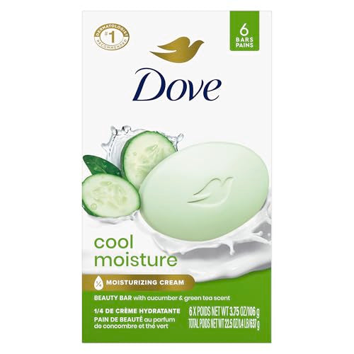 Dove Skin Care Beauty Bar For Softer Skin Cucumber And Green Tea More Moisturizing Than Bar Soap 3.75 oz 6 Bars Beauty & Personal Care Dove