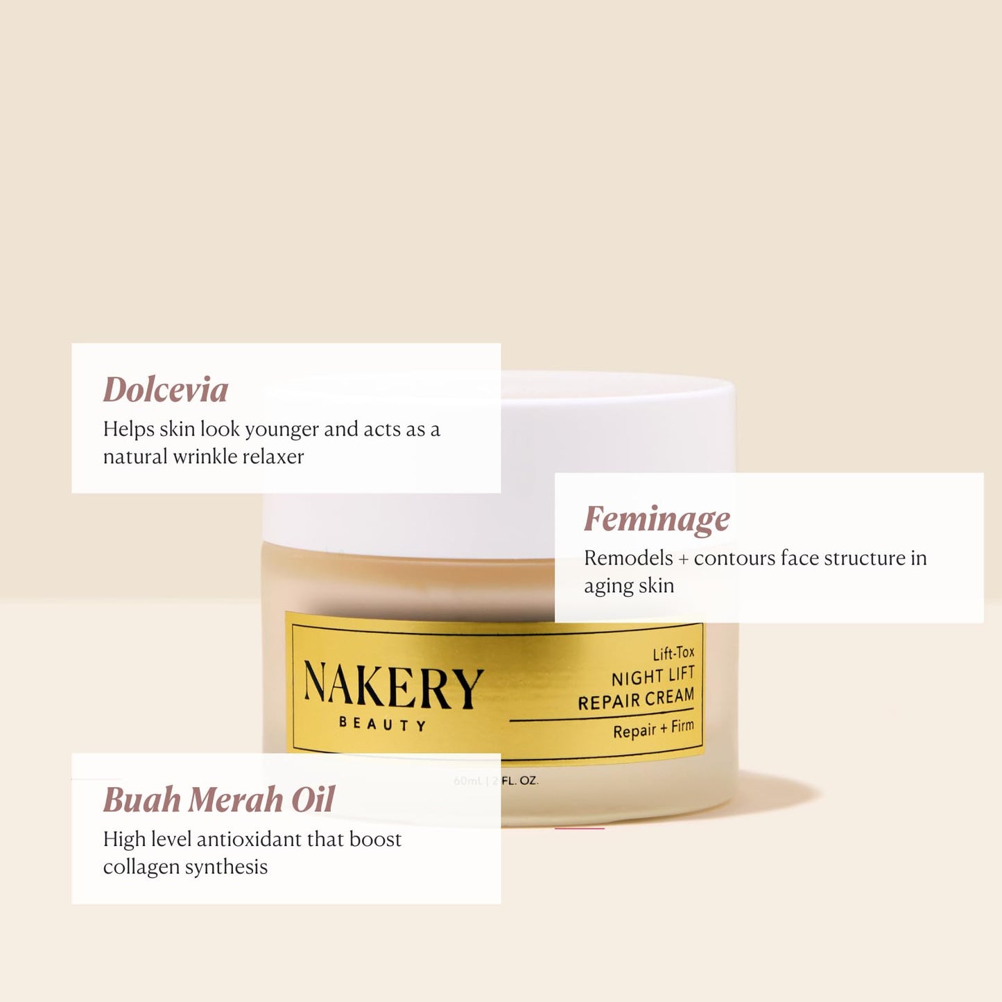 Nakery Lift-Tox Night Cream for Women - Overnight Anti Wrinkle Face Cream for Firmer & Smoother Complexion - Hydrating Night Cream for Women Beauty & Personal Care Nakery