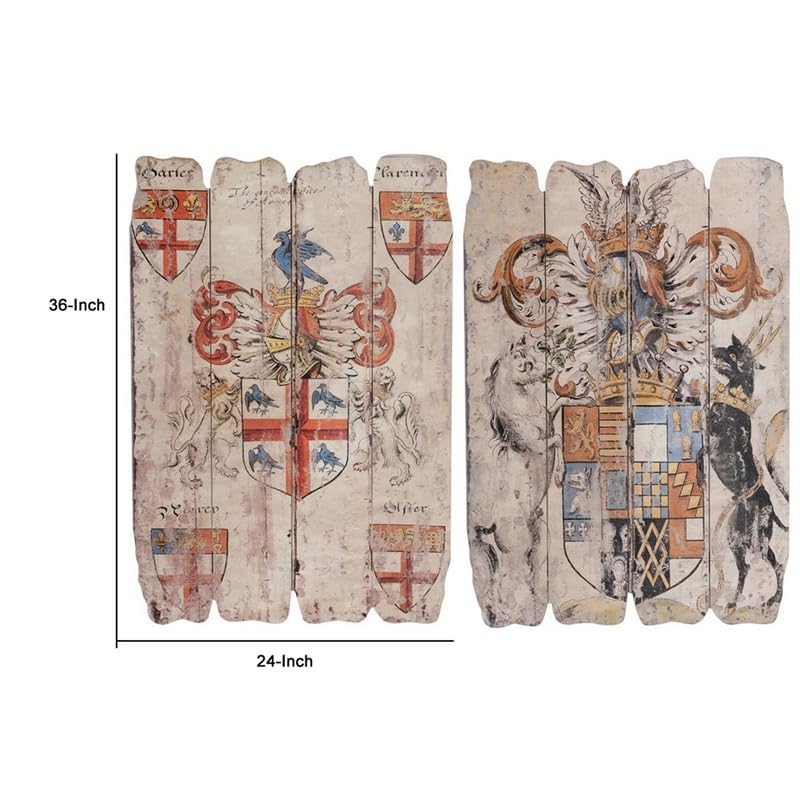 Benzara BM165474 Multicolor Wooden Wall Plaque (Set of 2) Beauty and Personal Care Benzara