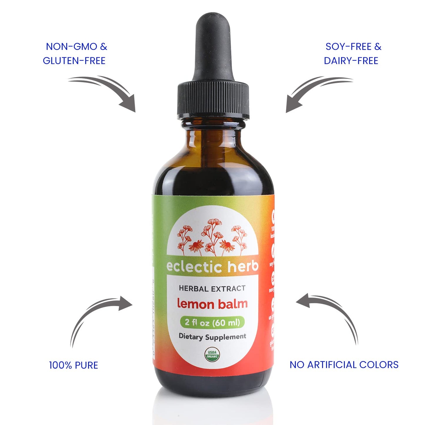 Eclectic Herb - Organic Lemon Balm Extract | Pure Herbal Drops for Calm & Relaxation | Nervous System Support | Vegan, Natural, Non GMO, Gluten Free Beauty & Personal Care ECLECTIC INSTITUTE