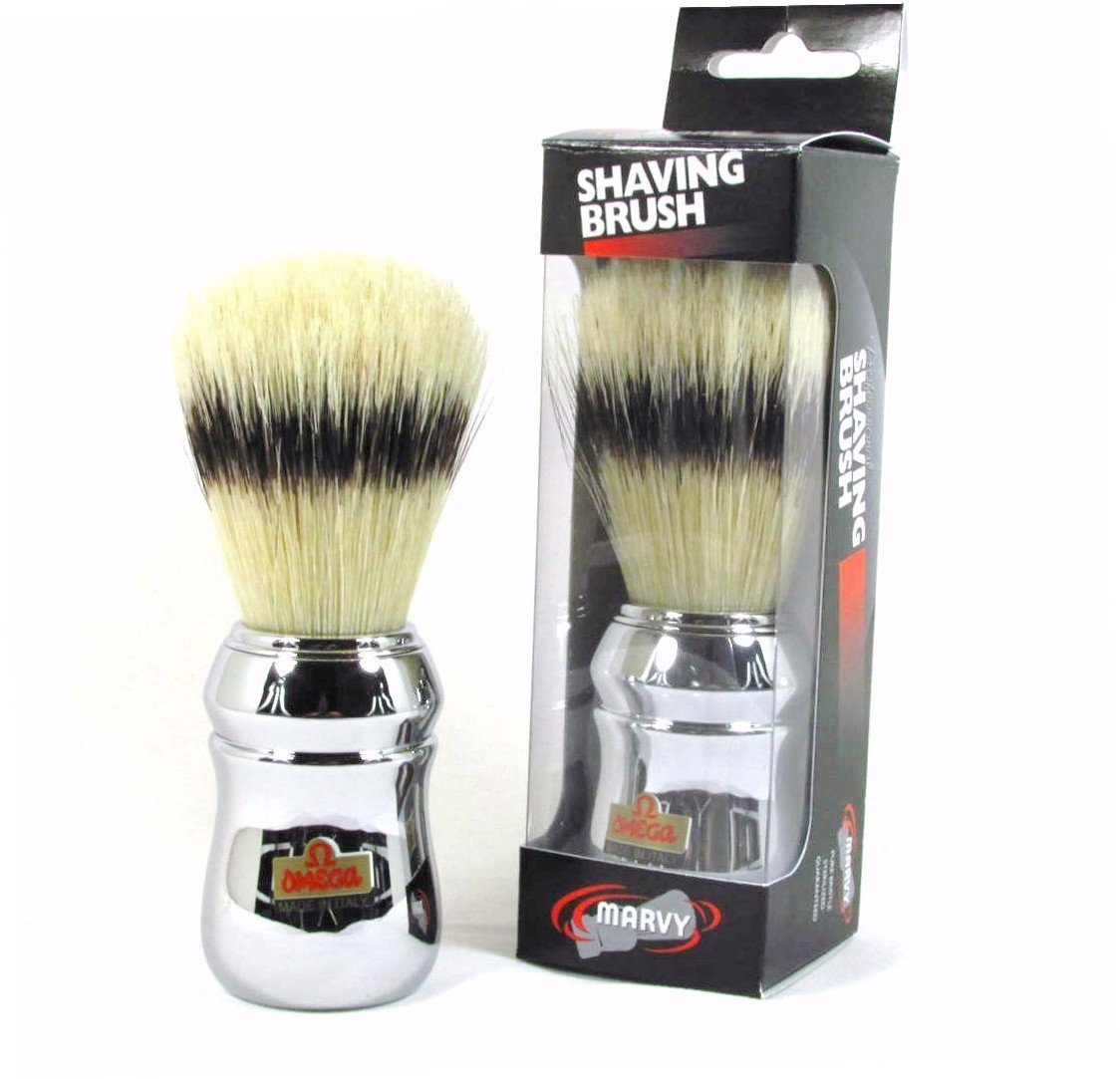William Marvy No. 4 Omega Silver Handle Shaving Brush Beauty and Personal Care William Marvy