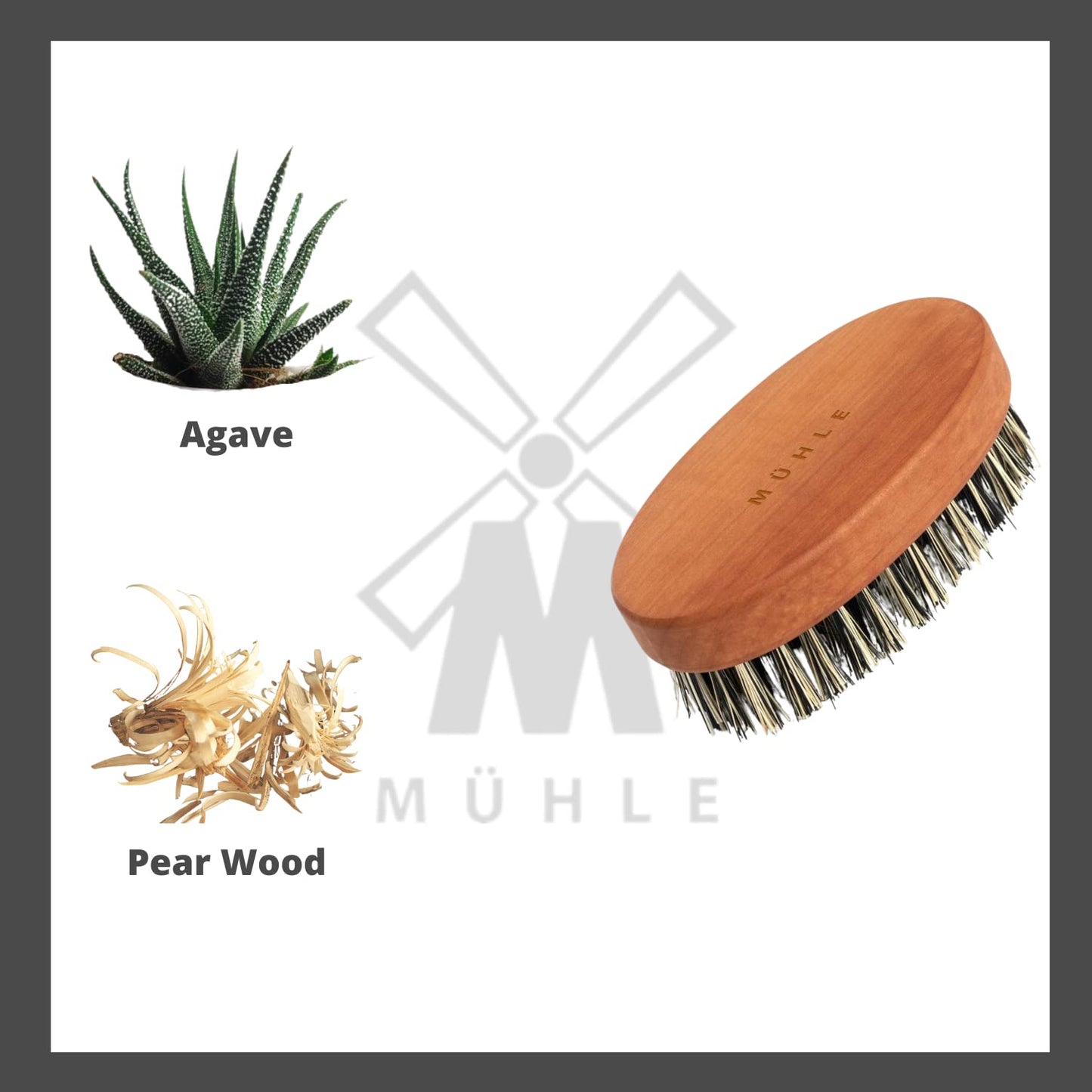MÜHLE Beard Brush - Oval Shape to Comfortably Fit in Hand - Vegan Fibre Brush - Stimulate Beard Growth - Luxury Beard Accessory for Barbershop Beauty and Personal Care MÜHLE