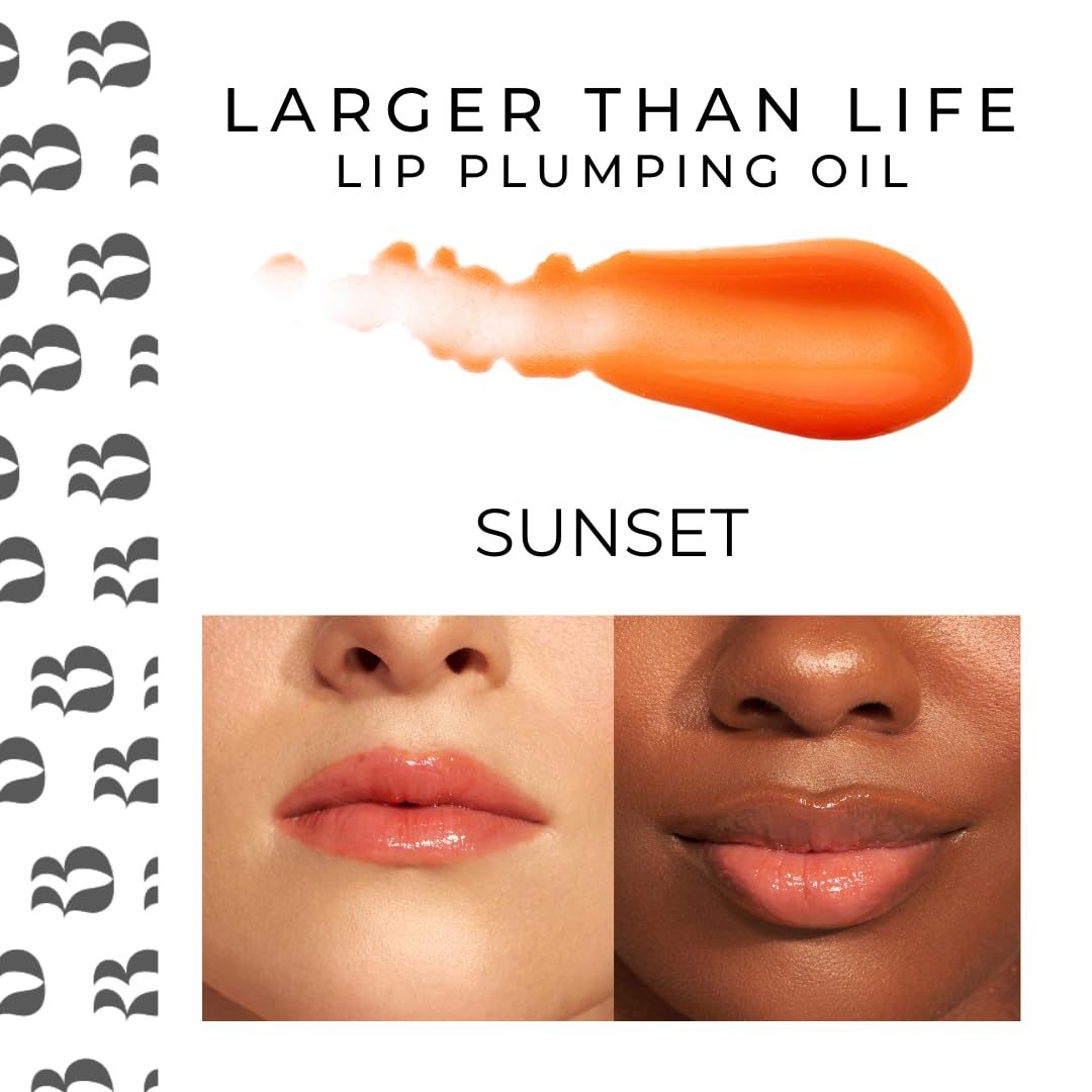 Rinna Beauty Larger Than Life Lip Plumping Oil - Sunset - Moisturizes & Hydrates Lips - Natural Plumping Over Time - Vegan, Cruelty-Free Beauty and Personal Care Rinna Beauty