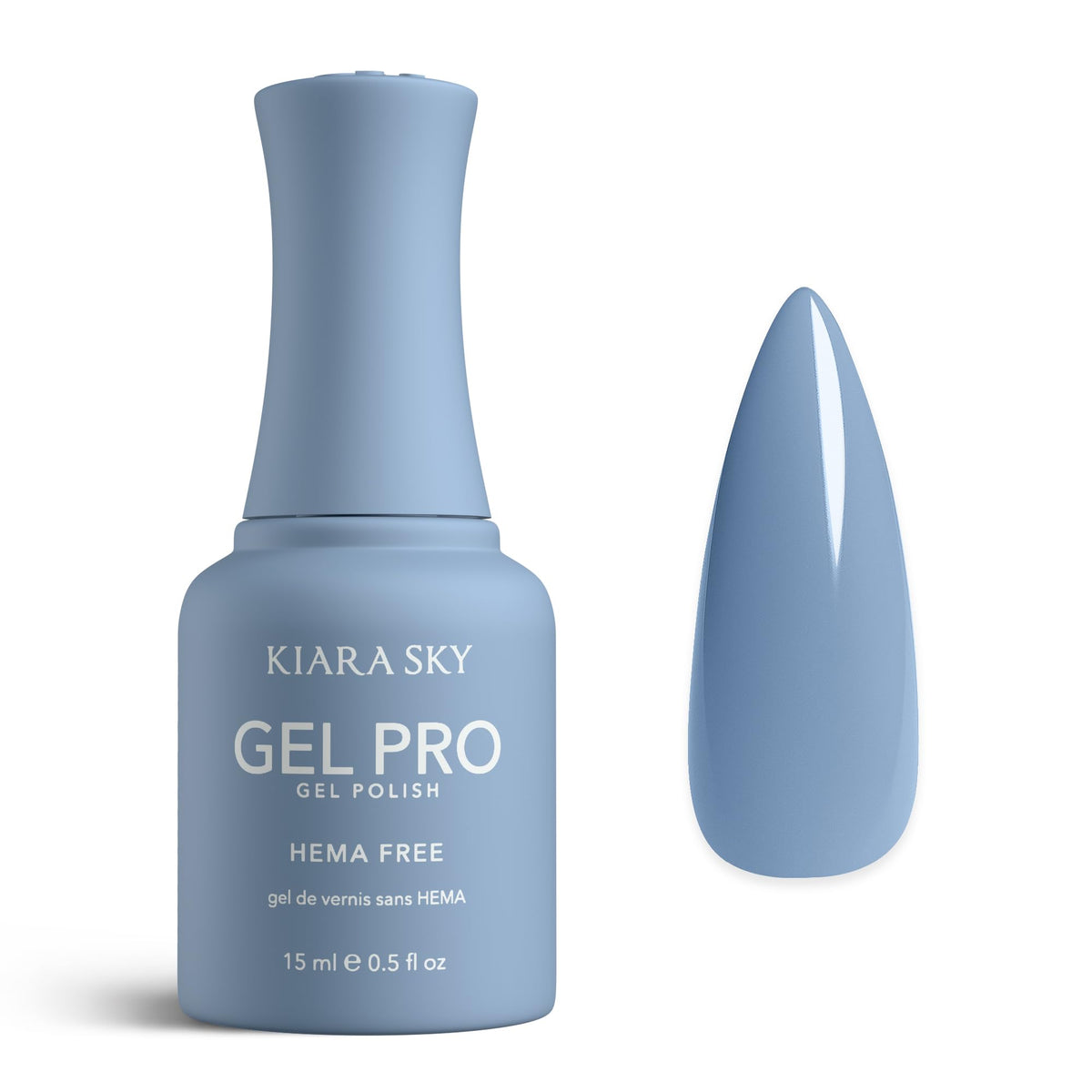 KIARA SKY Gel Pro HEMA-Free Gel Nail Polish | Full Coverage, 28+ Day Wear, Self-Leveling, UV/LED Soak-Off, 0.5 fl oz | Muted Blue #074