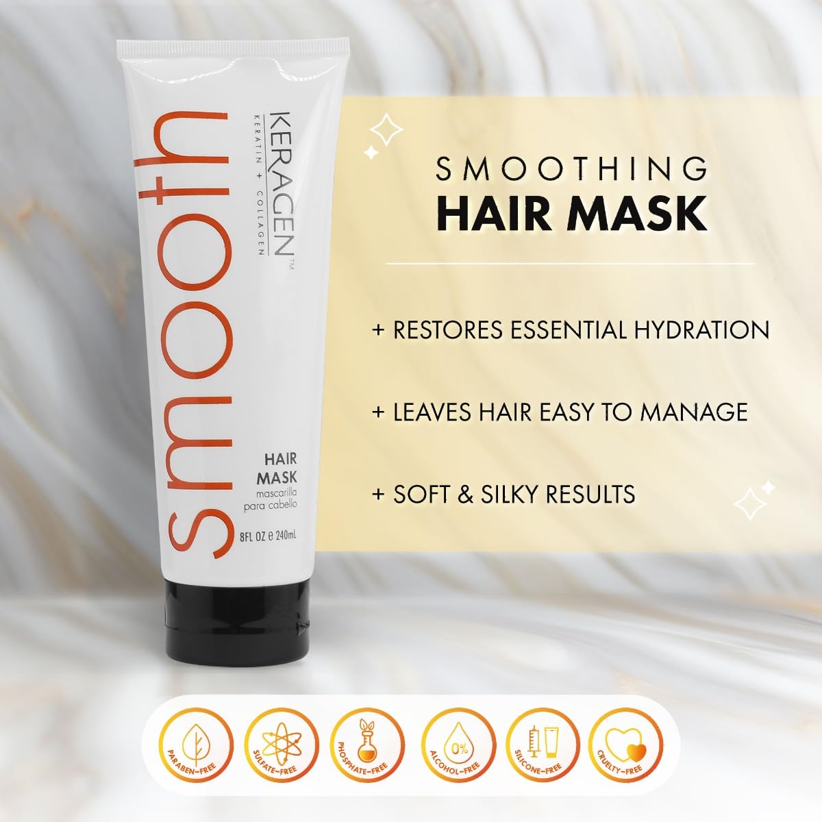 Keragen - Mask for Dry Damaged Hair, 8 Oz - Deep Moisturizing Conditioning Treatment, Repairs and Restore, Frizz-Free Infused with Keratin, Panthenol Beauty & Personal Care KERAGEN