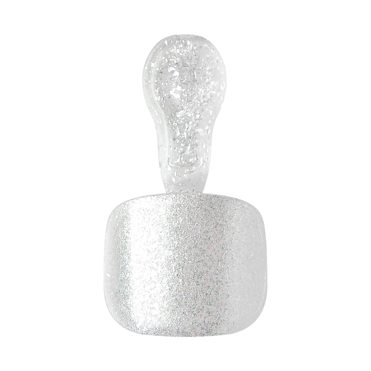 KISS Impress Premium No Glue Pedi Press-On Toenails, Sparkling White Silver, Silver Glitter, Squoval Shape, Includes 24 Nails, Prep Pad, 1 Manicure