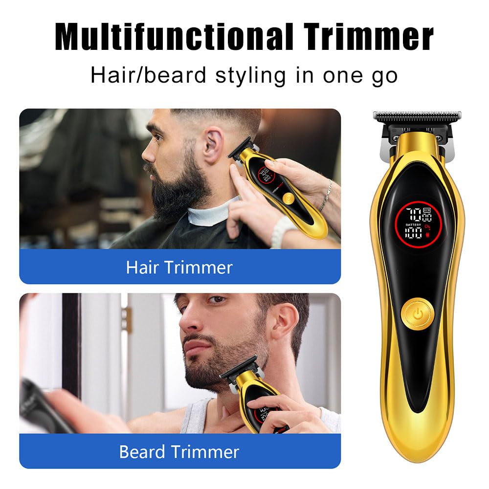 Professional Hair Clippers for Men, Cordless Hair/Beard Trimmers Kit with LED Display. Powerful Motor, Electric Haircut Grooming Ideal for House Beauty and Personal Care QDKVTNDJZ