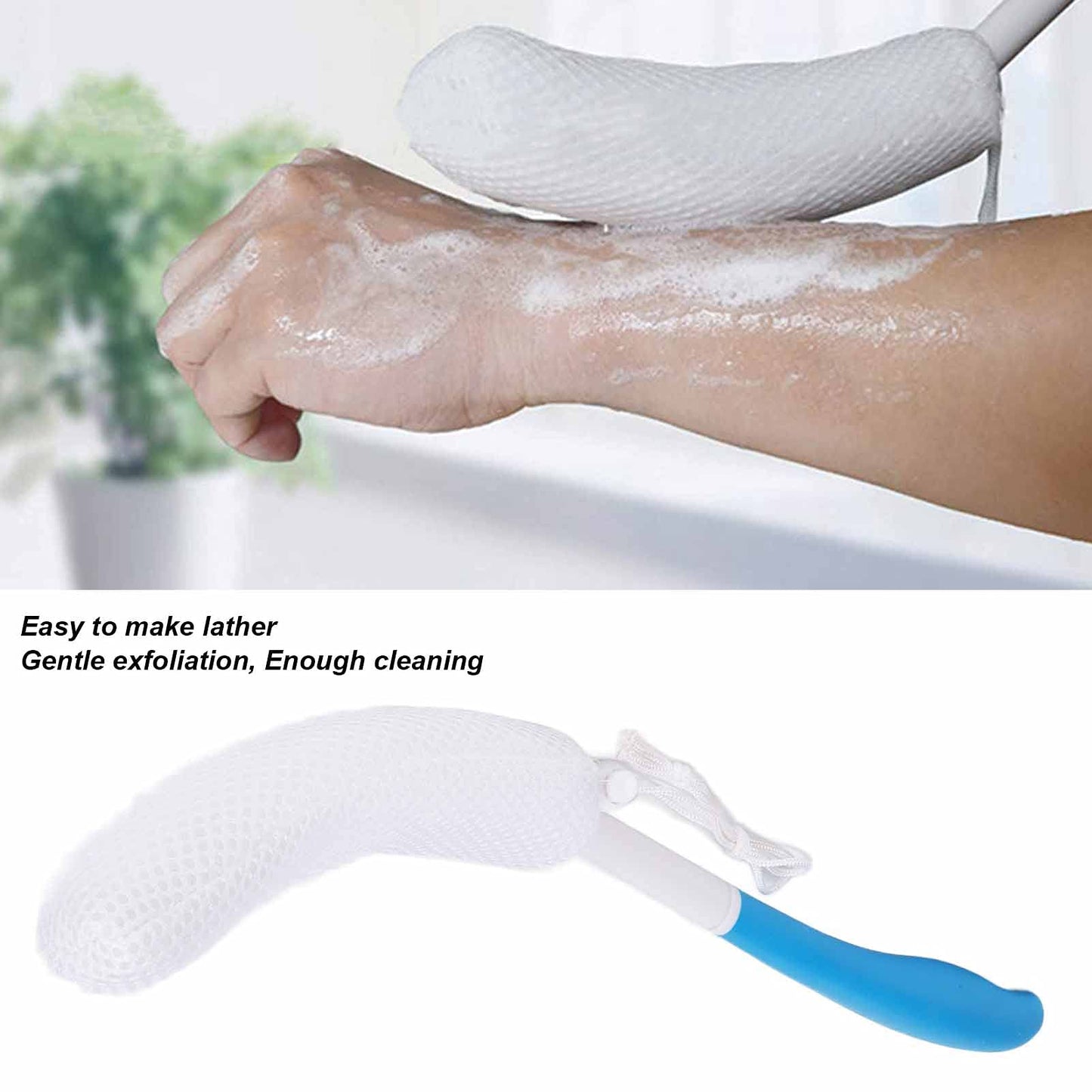 Shower Brush Long Handle,Bath Brush Long Curved Handle Soft Sponge Body Cleaning Exfoliating Shower Brushes Back Brush Scrubber Body Skin Exfoliation Beauty and Personal Care ZJchao
