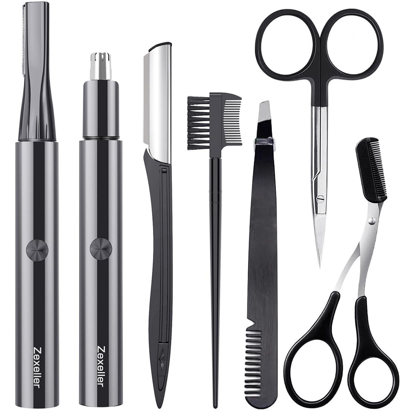 ZEXELLER Electric Nose Hair Trimmer Eyebrow Trimmer for Men Women, 7-in-1 Painless Facial Grooming Kit, USB Rechargeable IPX7 Waterproof Precision Beauty and Personal Care ZEXELLER