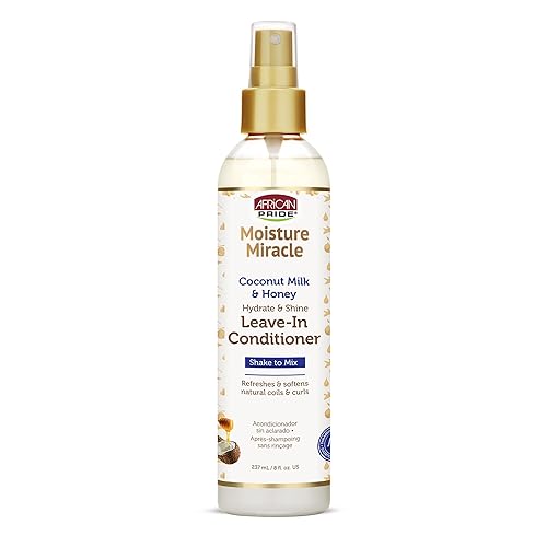 African Pride Moisture Miracle Leave-In Conditioner Spray with Coconut Milk & Honey, Hydrates & Shines Coils & Curls, 8 Oz Beauty & Personal Care African Pride